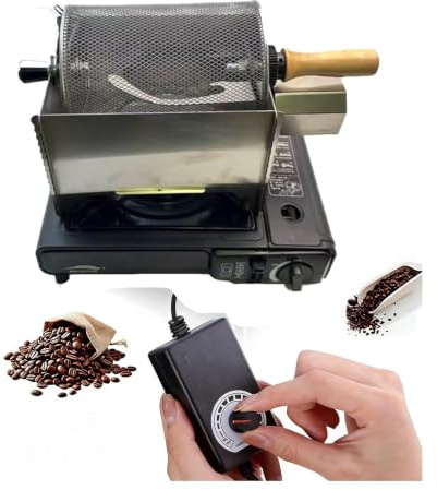 Tostadora de café for uso doméstico, tostadora de granos de café en tambor, tiempo de tostado de 10 a 20 minutos, con controlador de velocidad, tostadora de maní eléctrica de acero inoxidable