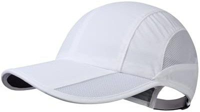 GADIEMKENSD Schnelltrocknende Laufkappe für Herren, Unstrukturierte Baseballkappe für Damen, UPF50+ Sommermütze, Sportmütze mit atmungsaktivem Netz für Wandern, Tennis, Fußball, Weiß