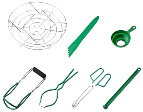 Abaodam Set di Utensili da Cucina 7 Pezzi per Principianti Imbuto per Marmellate, Pinza in Acciaio Inox e Supporto per Barattoli, Leggero e Facile da Conservare