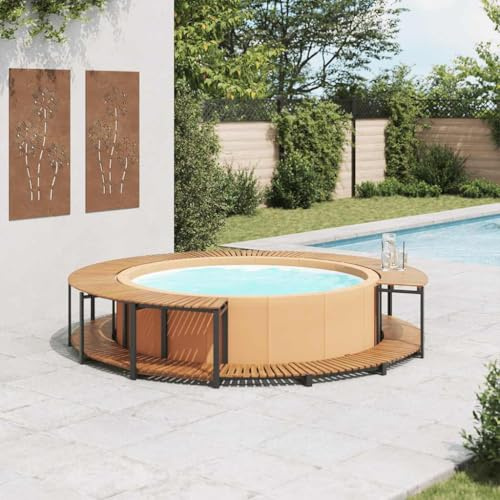 sephironlbb Revestimiento de jacuzzi de madera maciza de acacia con marco de aluminio, 273 x 53 cm, resistente a la intemperie, accesorios de jacuzzi, spa, jardín, terraza, protección y cuidado