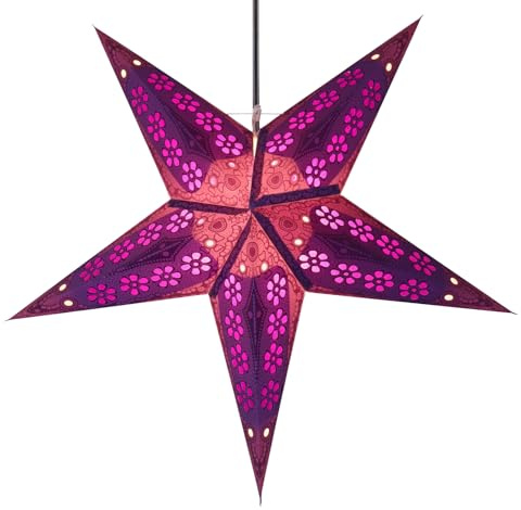 GURU SHOP Étoile Pliable de L`Avent en Papier Illuminé, Poinsettia 60 cm - Violet Minas, Étoiles en Papier - Multicolores