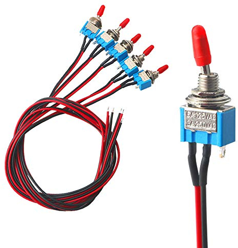 FULARR 5Pcs Professionale Auto Mini Interruttore a Levetta con Pre-Cablato, ON-OFF 2 Posizione 3 Pin SPST Interruttore a Bilanciere, per Auto Camion Barca –– 3A 250VAC / 6A 125VAC