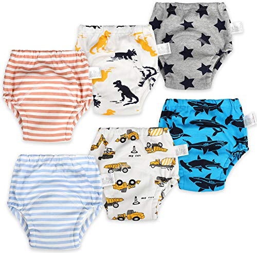FLYISH DIRECT Lot de 6 culottes d'apprentissage de la propreté pour bébé - Sous-vêtements d'apprentissage de la propreté - Bleu