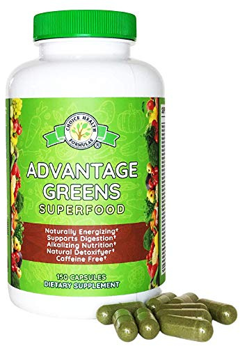 Choice Health Formulas Advantage Greens Superfood - Energy Promoter - Wheat Grass, Barley Grass, Spirulina, Spinach, Chlorella, Beets, Kale Supplement (150 Cap)