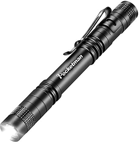 POCKETMAN Taschenlampe LED Mini Taschenlampe mit Clip Extrem helle 500 Lumen Outdoor Abenteuer, Wandern, Camping (1 Pack)