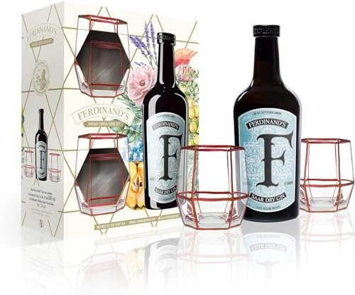 Ferdinand's | Copper Comb Set Gin | Enthält 1x500ml Saar Dry Gin und 2x Ferdinand's Copper Comb Glas I Einzigartige Mischung aus 30 Botanicals | 44% vol.