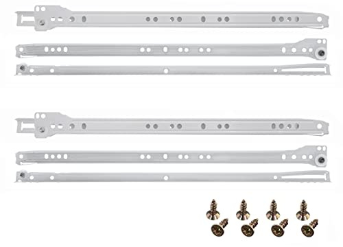 HELPMATE Guide per cassetti 400 mm, 2 paia, set di 4 binari per cassetti, estraibili per cassetti, con materiale di fissaggio incluso