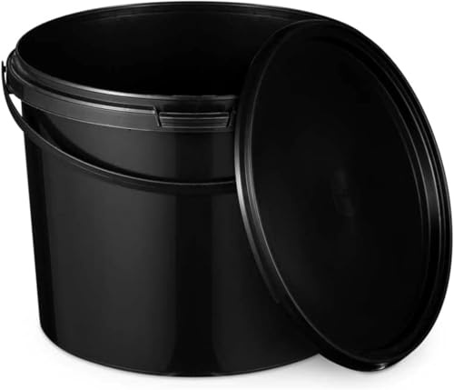 BenBow Eimer mit Deckel 3l schwarz 10x 3 Liter - lebensmittelecht, stabil, luftdicht, auslaufsicher, geruchsneutral - Aufbewahrungsbehälter aus Kunststoff, mit Henkel - leer