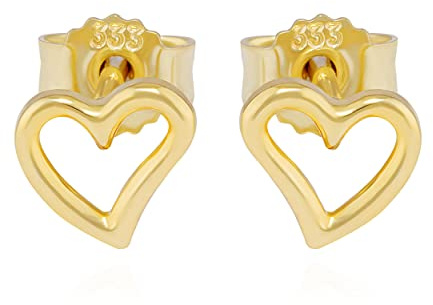 NKlaus Paar Herz Ohrstecker 333 Gelb Gold 8 Karat 5x6mm hochglanz kleine Damen Ohrringe 11909