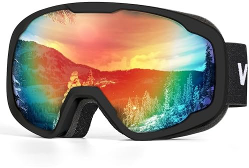 Victgoal Skibrille Herren Damen Snowboardbrille Anti-Beschlag OTG Designed Brille mit UV Schutz Sphärische Brille für Winter Schneesport Skifahren Snowboarding (Schwarz)
