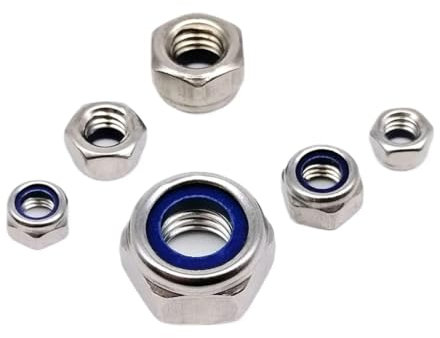 GUYANA Dado Decespugliatore M4 M5 M6 M8 M10 M12 M14 M16 Dado autobloccante con Inserto in Nylon Esagonale in Acciaio Inossidabile Dadi Esagonali (Size : 10pcs M6)