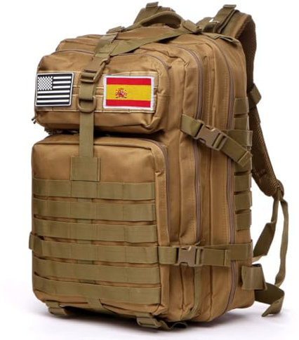 GUJOIN Mochila Tática 50 Litros con Sistema Molle - Gran Capacidad Militar Impermeable para Emergencias de 3 Días Caza Senderismo y Acampadas - Mochila para Actividades al Aire Libre (Caqui)