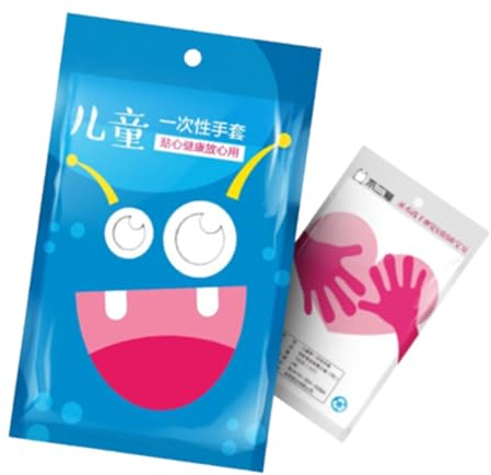 HOMSFOU Guanti Monouso per Bambini - 100 Pezzi in Plastica USA e Getta per Cucina e Alimenti - Accessori a Mano PE Addensati