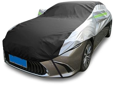 LinGKon Half Car Cover for Civic Type R FK8,Outdoor Dust Windproof Windscreen Cover, waterproof breathable Durable Oxford Cloth Car Tarpaulin,With Reflective Safety Strips