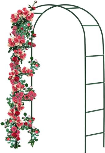 Metal Garden Arch for Climbing Plants Support Steel Frame Garden Arches Outdoor Decoration and Archway Décor Roses and Vegetables - Large Size 2.4M