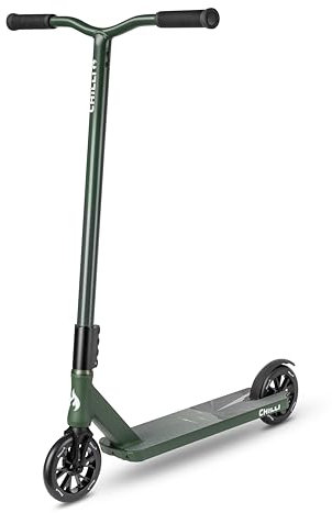 Chilli Pro Scooter Trooper | High-End Stunt Scooter | Der Stunt Scooter für Grosse Fahrer | Gesamthöhe vo 98 cm | 145 mm PU Räder mit ABEC 9 Bearings | matt Green/Black