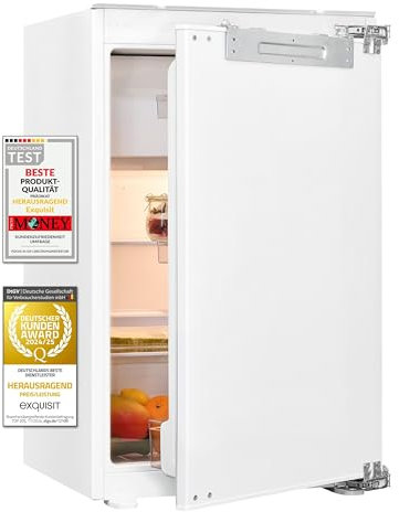 Exquisit Einbau-Kühlschrank, mit Gefrierfach, 119 Liter, 4-Sterne-Gefrieren, 88 cm Höhe, Festtürmontage, Einbaugerät, EKS5131-4-FE-090E weiss