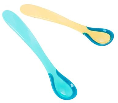 HAPINARY 2stücke Babylöffel Mit Temperatur Und Wärmesensor Farbwechsellöffel Für Kleinkinder Sicherheitsfütterlöffel Aus Umweltfreundlichem Material Langer Griff Für Neugeborene