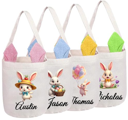 YINYIFANS Personalisierte Osterkörbe,Benannte Ostertüten für Jungen und Mädchen,Ostereiersuchen,Ostergeschichten Sind Perfekt für Jahresabschlussfeiern und Feiertagsgeschenkarten, Geschenke (Stil M)