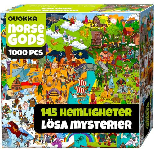QUOKKA 1000 Piece Jigsaw Puzzle for Adults Mythories Ancient Gods Norse – Premium Box Packaging with Extra Fun Challenges, Perfect for Relaxation, Creativity & Gift Giving