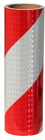 Nastro Catarifrangente Adesivo, Rosso Bianco Nastro Riflettente Autoadesivo, Strisce Catarifrangenti Adesive, Adesivi Segnaletico Sicurezza Impermeabile per Auto Veicoli e Moto,30cm x 3meters