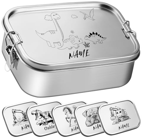 OXYEFEI Boîte à goûter pour enfant avec compartiments, Boîte à sandwich personnalisée en acier inoxydable pour enfants avec nom - Cadeau pour la rentrée scolaire pour garçon et fille (Taille-2, 1000
