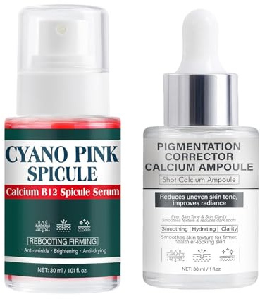 Cyano Pink Spicule Serum, Koreanisches Serum Soforteffekt Gesicht, Feuchtigkeitsspendendes Anti-Aging-Gesichtsessenz, Porenverfeinerndes Gesichtsserum, Gesichtspflege für alle Hauttypen (30ml, A+B#)