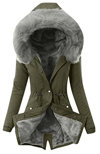 TOFOTL Jacke Teddyfleece Damen Hoodie mit Reißverschluss Kunstpelz Federleichte Wolljacke Winterjacke mit Fell Herbstjacke Walkjacke Sherpa Fliesjacke Funktionsmantel Winter Mantel Damen Armeegrün L
