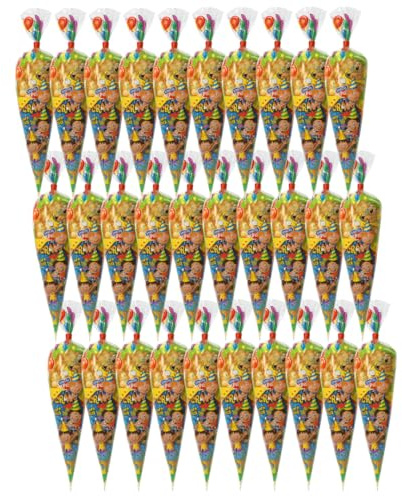 Pack 30 Conos Chuches Cumpleaños | Cucuruchos Chuches Rellenos | Bolsas Gominolas Preparadas para Fiestas Infantiles, Piñatas y Eventos.