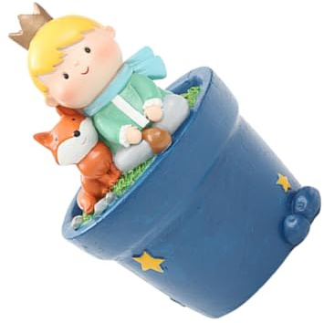 SHINEOFI Vaso in Resina a Forma di Piccolo Principe Cartoon per Piante Succulente, Decorazione Creativa in Stile Notturno, Resistente e Portatile per Casa e Ufficio