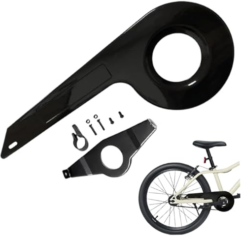 Peosaard Kettenschutz, Kinderfahrrad-Kettenschutz, schwarz, robuste PP-Fahrradabdeckung mit Zubehör, passend für 32–36 Zähne, Zubehör