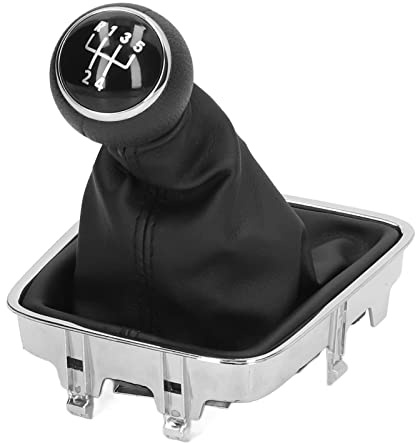 WUGHVS Set di copri pomello del cambio a 5 velocità, kit di copricambio in PVC e pelle con segnale di retromarcia verniciato, copertura resistente in ABS per le leve del cambio delle auto (Nera)