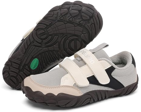 SAGUARO Niños Niña Niño Zapatillas Barefoot Ligeras Suaves Cómodos Calzado Barefoot Minimalista Zapatos de Trail para Deporte y Uso Diario,Gris,28EU