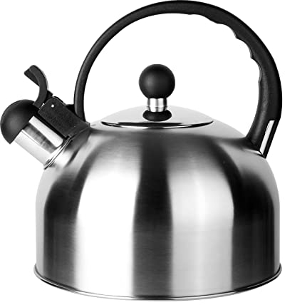 ROSSETTO Bouilloire Sifflante Induction 2,5 L Inox Théières pour Cuisinière, Bouilloire gaz, Poignée Résistante à la Chaleur, Tous Feu Donc Induction, Théière avec Sifflet pour, Inox