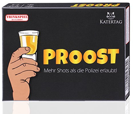 KATERTAG Trinkspiel - PROOST - Mehr Shots als die Polizei erlaubt - Partyspiel für Erwachsene ab 18 - Kartenspiel - Spiele Geschenk-Idee für Männer und Frauen - Party Zubehör zum Geburtstag