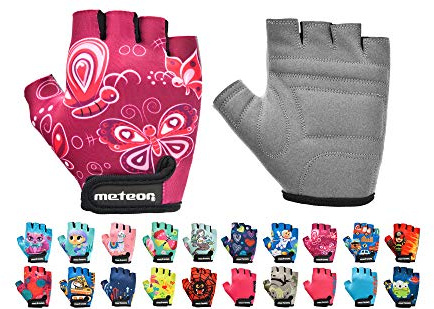 meteor Guantes de Ciclismo Niñas y Niños - Guantes Bicicleta para Infantil MTB BMX Carretera Montaña sin Dedos