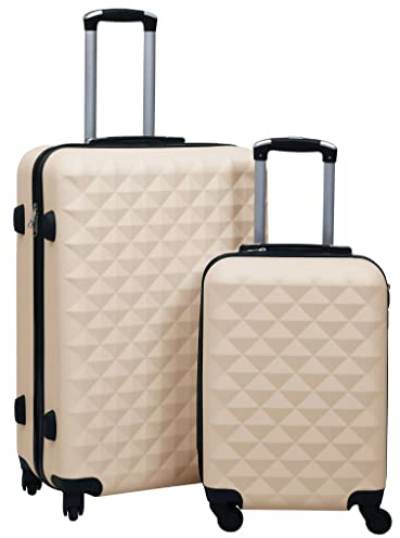 vidaXL Hartschale Trolley Set 2-tlg. 4 360-Grad-Rollen Hartschalenkoffer Reisekoffer Koffer Kofferset Handgepäck Bordgepäck Reise Golden ABS