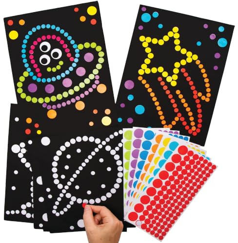 Baker Ross AX175 Sonnensystem-Aufkleber zum Basteln für Kinder, Punktbilder-Sets zum Dekorieren und Personalisieren für Projekte und Bastelaktivitäten, 8 Stück
