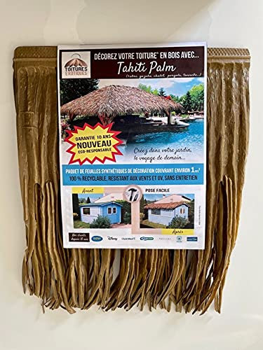 TOITURES Exotiques® Synthétiques by PALMEX- Tahiti Palm - 10 Feuilles De Palmier Artificiel Couvrant 1m2 - Revêtement Toiture Bois Durable - Décoration Exotique pour Abris Jardin, Cabanon, Tonnelle…