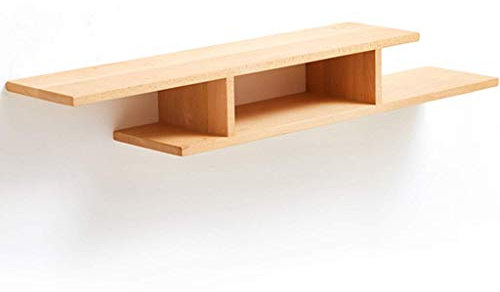 schwimmendes Regal Schwimmendes Regal Wandhalterung TV-Schrank Wand Hintergrund Lagerregal für DVD-Player Satelliten-TV-Box Wohnzimmer Schlafzimmer (Farbe: Buche)