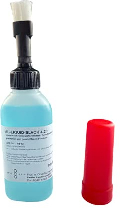 100 g AL-Liquid-Black 4.20 in Pinselflasche mit Kindersicherung, Schwarzfärbemittel von Aluminium, zum Kaltbrünieren - Schwarzfärben von frisch behandeltem Aluminium