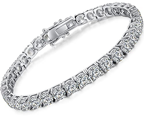 Miaofu Tennis Armband 4mm Armband für Damen, Rhodiniert 925 Sterling Silber Zirkonia Tennisarmband, Klassisches Weißes Gold Tennisarmband für Damen, Geschenk für Mama