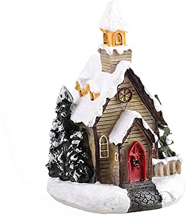 LICHENGTAI Weihnachtsdorf Mit Beleuchtung, Mini Weihnachtsdorf Glühenden Haus Ornament Tischbeleuchtung Haus Harz Handwerk Dekoration für zu Hause Urlaub Weihnachtsfeier Kinder Geschenk Wohnzimmer
