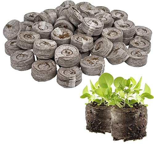 50 Pezzi Pellet di Torba, Dischetti di Torba per Germinazione,Tappi di partenza per Semi di Torba, Miscela di Semi per Interni per la Coltivazione di Erbe