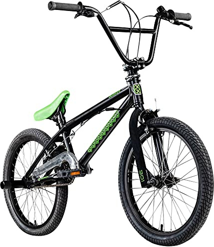 Bullseye Project 301 BMX für Mädchen Jungen 145 cm mit 4 Pegs und 360° Rotor, Einsteiger Fahrrad 20 Zoll Kinder Jugendliche Unisex mit Bremsen und Kettenschutz (23 cm, schwarz/grün)