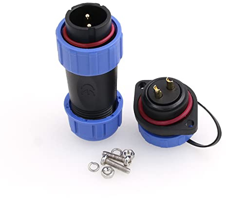 Eonvic HE21 2-poliger wasserdichter Stecker, Luftfahrt-Rundstecker, Gewindestecker, 8–12 mm, Kabel für industrielle Strombeleuchtung, Innen- und Außenbereich