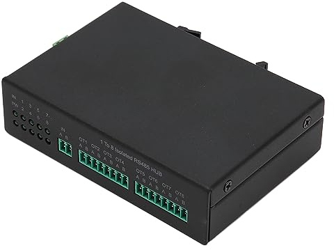 Gugxiom 1 A 8 RS485 Splitter HUB, COMUNICACIÓN BIDIRECCIONAL, SOPORTA 128 Dispositivos, Grado Industrial, AMPLIAMENTE Utilizado, RS232 RS485 RS422 (Enchufe de la UE)