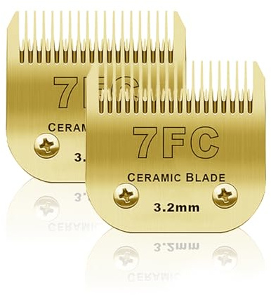 BESTBOMG 2 Stück 7FC Ersatzklinge für Hundepflege, kompatibel mit Heiniger/Moser Max45/Andis/Oster A5 Haarschneidemaschine für Hunde, Größe 7FC, Schnittlänge 1/8 Zoll (3,2 mm), goldfarben