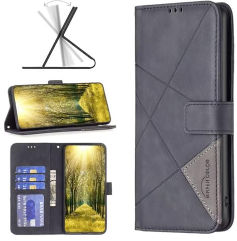 Bnvdfre Funda para Motorola Moto Edge 40 Neo [Premium PU piel] [Tarjeta] [Cierre magnético] RFID Funda Plegable Funda Funda de Piel Funda Compatible – Negro