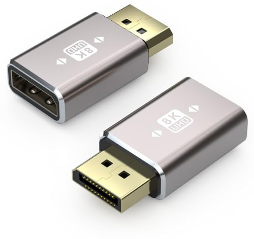 VMOJO 8K DisplayPort Male to Female Adapter, DP 1.4 Extension Connector, DisplayPort Male to Female Coupler Adaptor for Monitor, PC, Graphics Card and Gaming Display, Supports 8K@60Hz 4K@144Hz 2Pack